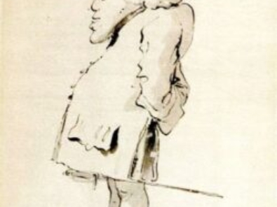 Giambattista Tiepolo, "Caricatura di Gentiluomo con tricorno", 1696-1770, penna e acquerello seppia 201 x 139 mm, Collezione Fondazione Ligabue.